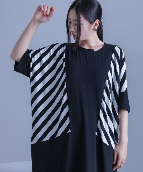 kOhAKU(コハク)の「ボーダー柄切り替えコクーンワンピース(ワンピース・レディース・ブラック・FREE)」の21枚目の写真