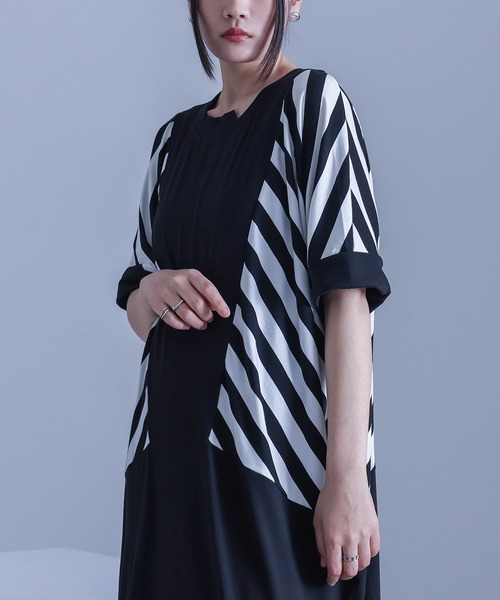 kOhAKU(コハク)の「ボーダー柄切り替えコクーンワンピース(ワンピース・レディース・ブラック・FREE)」の22枚目の写真