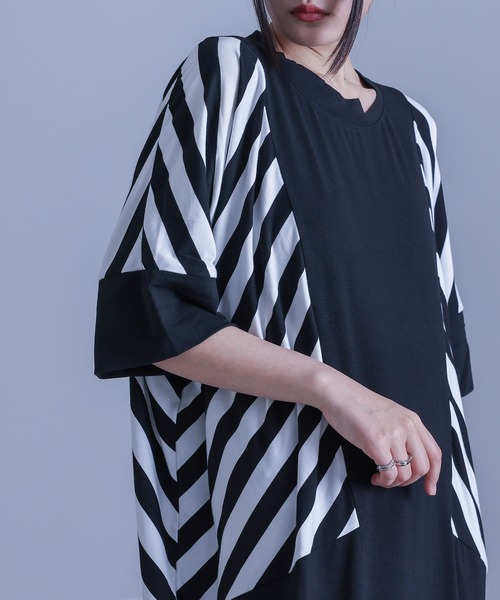 kOhAKU(コハク)の「ボーダー柄切り替えコクーンワンピース(ワンピース・レディース・ブラック・FREE)」の16枚目の写真