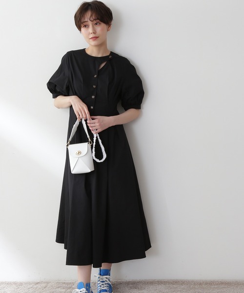 N.（N. Natural Beauty Basic）（エヌエヌナチュラルビューティーベーシック）の「◆カーブフラップコットンワンピース（ワンピース・レディース・スミクロ/ブルー/ホワイト・MEDIUM）」の3枚目の写真