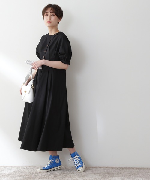 N.（N. Natural Beauty Basic）（エヌエヌナチュラルビューティーベーシック）の「◆カーブフラップコットンワンピース（ワンピース・レディース・スミクロ/ブルー/ホワイト・MEDIUM）」の4枚目の写真