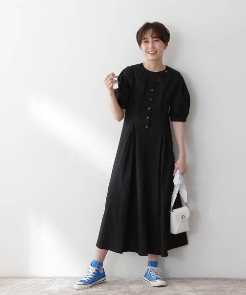 N.（N. Natural Beauty Basic）（エヌエヌナチュラルビューティーベーシック）の「◆カーブフラップコットンワンピース（ワンピース・レディース・スミクロ/ブルー/ホワイト・MEDIUM）」の5枚目の写真