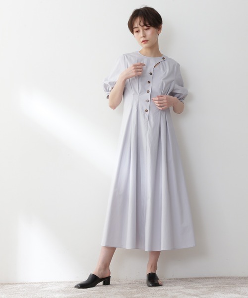 N.（N. Natural Beauty Basic）（エヌエヌナチュラルビューティーベーシック）の「◆カーブフラップコットンワンピース（ワンピース・レディース・スミクロ/ブルー/ホワイト・MEDIUM）」の6枚目の写真