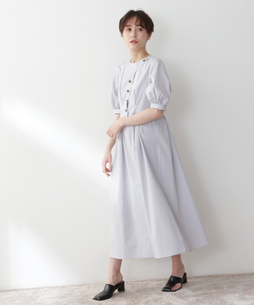 N.（N. Natural Beauty Basic）（エヌエヌナチュラルビューティーベーシック）の「◆カーブフラップコットンワンピース（ワンピース・レディース・スミクロ/ブルー/ホワイト・MEDIUM）」の7枚目の写真