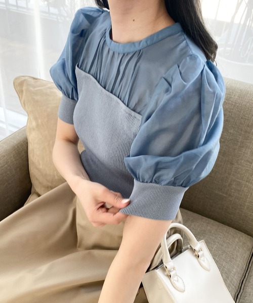 archives（アルシーヴ）の「シアーキリカエニットプルオーバー（ニット/セーター・レディース・ブラック/ブルー/アイボリー・MEDIUM）」の3枚目の写真