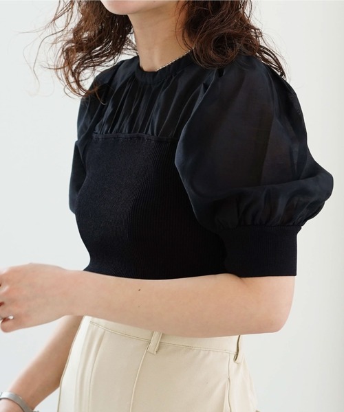 archives（アルシーヴ）の「シアーキリカエニットプルオーバー（ニット/セーター・レディース・ブラック/ブルー/アイボリー・MEDIUM）」の2枚目の写真