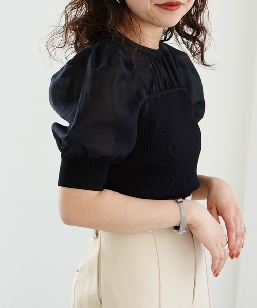 archives（アルシーヴ）の「シアーキリカエニットプルオーバー（ニット/セーター・レディース・ブラック/ブルー/アイボリー・MEDIUM）」の12枚目の写真