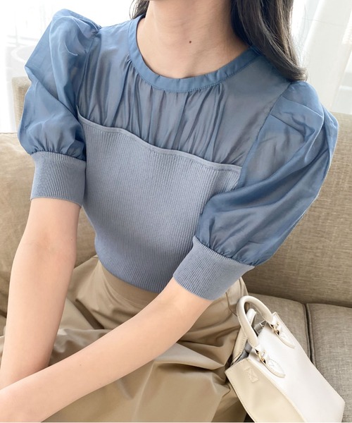 archives（アルシーヴ）の「シアーキリカエニットプルオーバー（ニット/セーター・レディース・ブラック/ブルー/アイボリー・MEDIUM）」の19枚目の写真