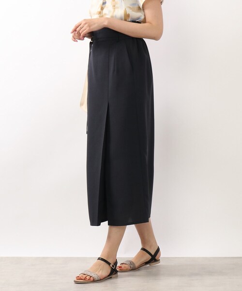 DRESKIP（ドレスキップ）の「◆麻調ナロ－細ベルト付スカート（スカート・レディース・ダークグリーン/ネイビー/ベージュ系その他5・02/03/04）」の3枚目の写真