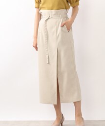 ◆麻調ナロ－細ベルト付スカート