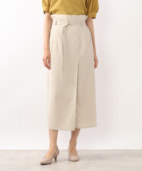 DRESKIP（ドレスキップ）の「◆麻調ナロ－細ベルト付スカート（スカート・レディース・ダークグリーン/ネイビー/ベージュ系その他5・02/03/04）」の9枚目の写真