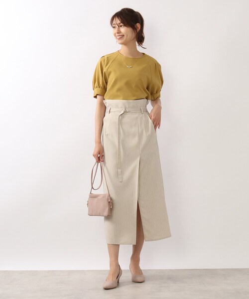 DRESKIP（ドレスキップ）の「◆麻調ナロ－細ベルト付スカート（スカート・レディース・ダークグリーン/ネイビー/ベージュ系その他5・02/03/04）」の12枚目の写真