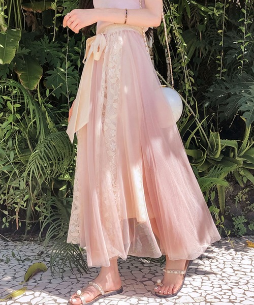 ♡新品タグ付き♡ TOBECHIC レース スカート リボン ベージュ 40 antiqua 花柄 レーススカート スカート レディース ボトムス