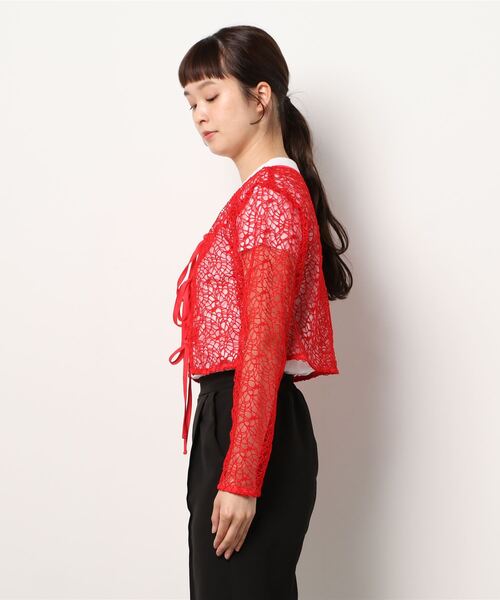 Narcissus（ナルシス）の「【SINN】Narcissusオリジナル　メッシュ2WAYカーディガン（カーディガン/ボレロ・レディース・レッド/ブラック・FREE）」の10枚目の写真