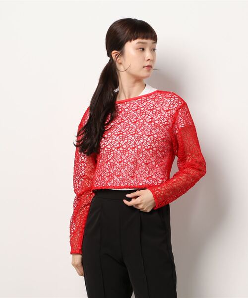 Narcissus（ナルシス）の「【SINN】Narcissusオリジナル　メッシュ2WAYカーディガン（カーディガン/ボレロ・レディース・レッド/ブラック・FREE）」の3枚目の写真