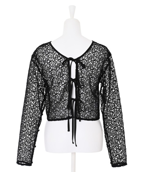 Narcissus（ナルシス）の「【SINN】Narcissusオリジナル　メッシュ2WAYカーディガン（カーディガン/ボレロ・レディース・レッド/ブラック・FREE）」の6枚目の写真