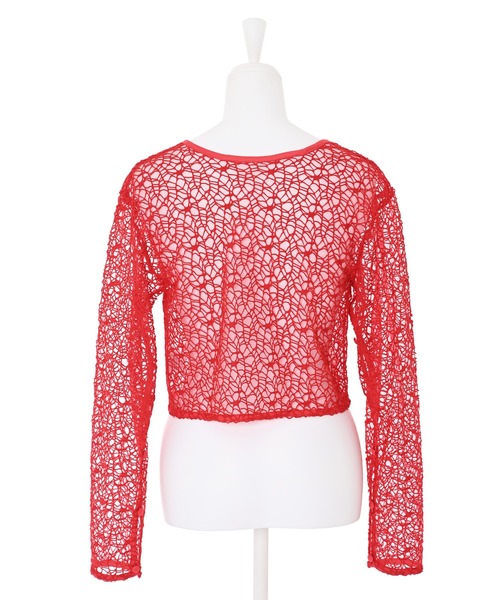 Narcissus（ナルシス）の「【SINN】Narcissusオリジナル　メッシュ2WAYカーディガン（カーディガン/ボレロ・レディース・レッド/ブラック・FREE）」の8枚目の写真