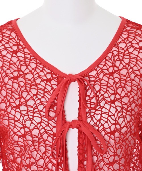 Narcissus（ナルシス）の「【SINN】Narcissusオリジナル　メッシュ2WAYカーディガン（カーディガン/ボレロ・レディース・レッド/ブラック・FREE）」の7枚目の写真