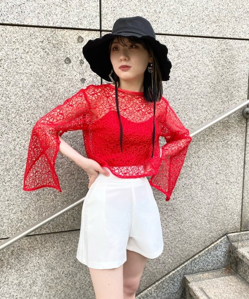 Narcissus（ナルシス）の「【SINN】Narcissusオリジナル　メッシュ2WAYカーディガン（カーディガン/ボレロ・レディース・レッド/ブラック・FREE）」の21枚目の写真