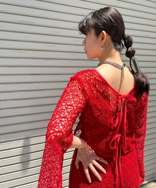 Narcissus（ナルシス）の「【SINN】Narcissusオリジナル　メッシュ2WAYカーディガン（カーディガン/ボレロ・レディース・レッド/ブラック・FREE）」の19枚目の写真