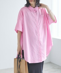 Chaco closet | オーバーサイズメンズライクレギュラーカラー半袖シャツ/ストライプシャツ(シャツ/ブラウス)