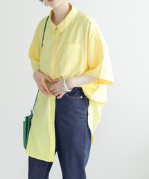 Chaco closet | オーバーサイズメンズライクレギュラーカラー半袖シャツ/ストライプシャツ(シャツ/ブラウス)