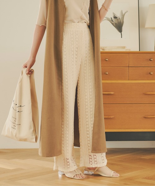 Ambre Neige(アンブルネージュ)の「レースセミフレアパンツ/【WEB/EC限定商品】(その他パンツ・レディース・ピンク/アイボリー/モカ・SMALL/MEDIUM)」の14枚目の写真