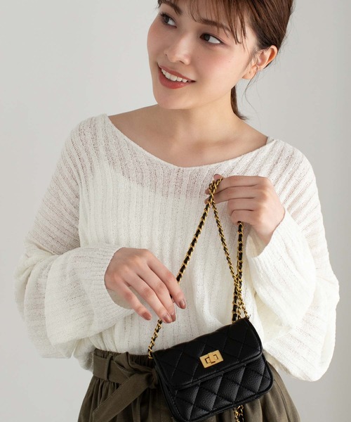 Edit Sheen（エディットシーン）の「【ZOZO限定】キルティングチェーンミニバッグ（ショルダーバッグ・レディース・ホワイト/ブラック/インディゴブルー・FREE）」の17枚目の写真