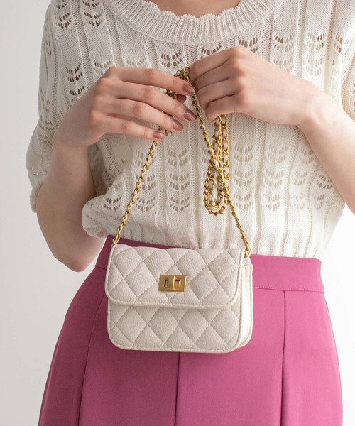 Edit Sheen（エディットシーン）の「【ZOZO限定】キルティングチェーンミニバッグ（ショルダーバッグ・レディース・ホワイト/ブラック/インディゴブルー・FREE）」の12枚目の写真