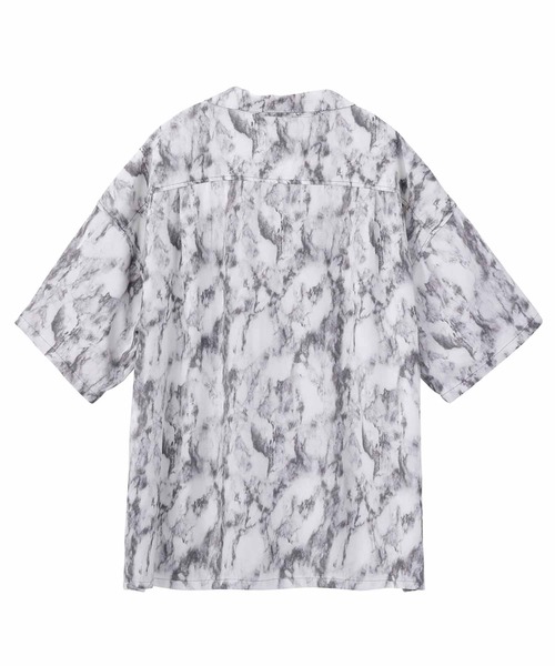 X-girl（エックスガール）の「MARBLE PRINT OPEN COLLAR SHIRT/マーブル柄 オープンカラー シャツ（シャツ/ブラウス・レディース・ブラウン/ブラック・S/M）」の6枚目の写真
