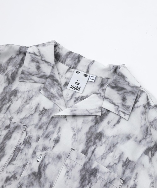 X-girl（エックスガール）の「MARBLE PRINT OPEN COLLAR SHIRT/マーブル柄 オープンカラー シャツ（シャツ/ブラウス・レディース・ブラウン/ブラック・S/M）」の7枚目の写真