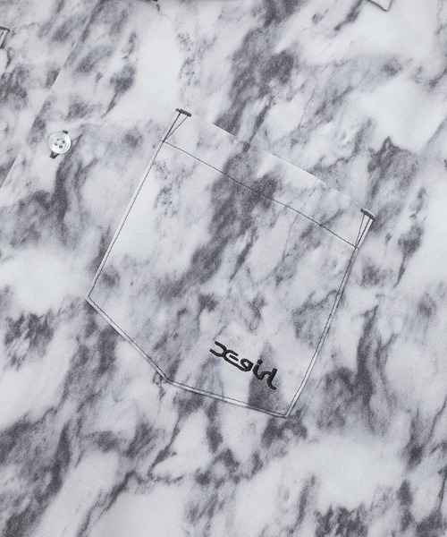 X-girl（エックスガール）の「MARBLE PRINT OPEN COLLAR SHIRT/マーブル柄 オープンカラー シャツ（シャツ/ブラウス・レディース・ブラウン/ブラック・S/M）」の8枚目の写真