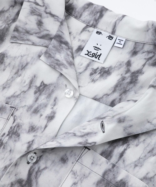 X-girl（エックスガール）の「MARBLE PRINT OPEN COLLAR SHIRT/マーブル柄 オープンカラー シャツ（シャツ/ブラウス・レディース・ブラウン/ブラック・S/M）」の10枚目の写真
