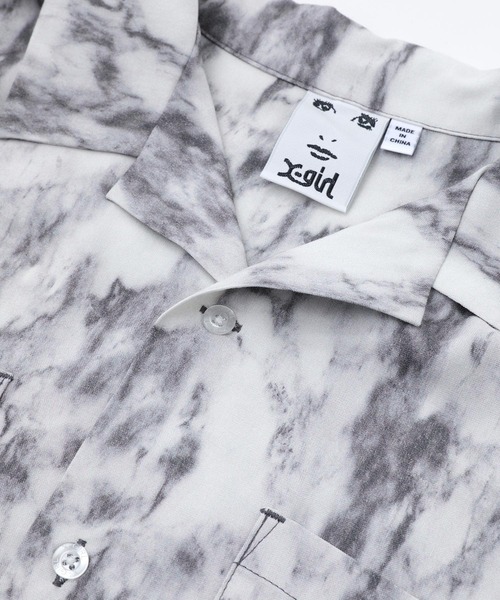 X-girl（エックスガール）の「MARBLE PRINT OPEN COLLAR SHIRT/マーブル柄 オープンカラー シャツ（シャツ/ブラウス・レディース・ブラウン/ブラック・S/M）」の11枚目の写真