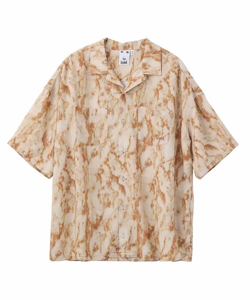 X-girl（エックスガール）の「MARBLE PRINT OPEN COLLAR SHIRT/マーブル柄 オープンカラー シャツ（シャツ/ブラウス・レディース・ブラウン/ブラック・S/M）」の5枚目の写真