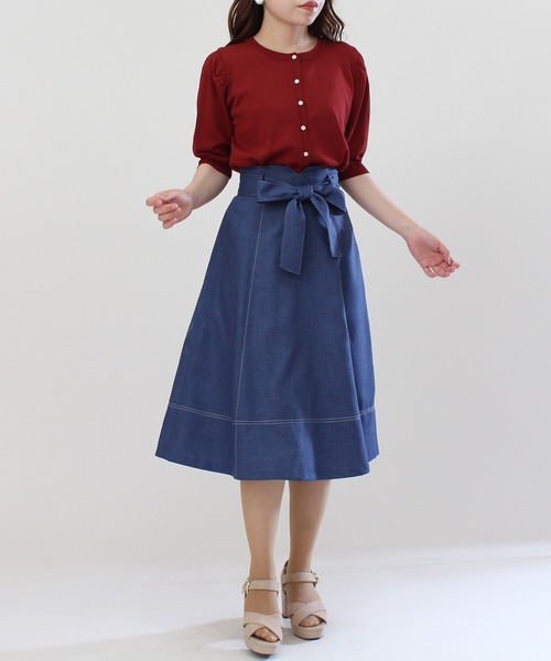 ASTORIA ODIER（アストリアオディール）の「肩タック5分袖カーディガン（カーディガン/ボレロ・レディース・ブラック/ネイビー/アイボリー/ワインレッド/キャメル・MEDIUM）」の8枚目の写真