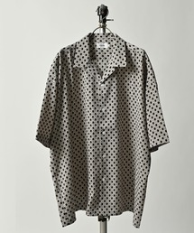 ATELANE/ルーズシルエット総柄半袖オープンカラーシャツ