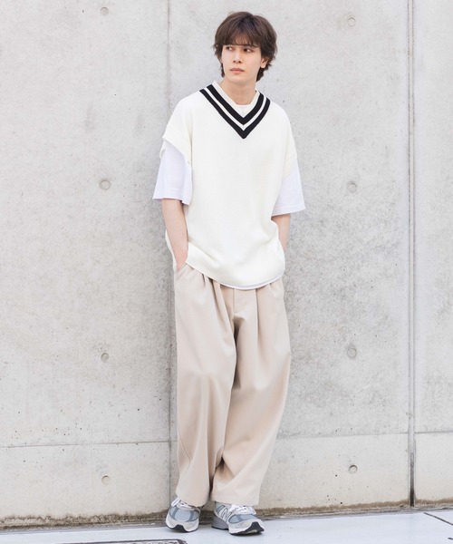 WEGO(ウィゴー)の「WEGO/リネンライクチルデンベスト(ベスト・メンズ・ブルー/ベージュ/ホワイト・LARGE/MEDIUM)」の4枚目の写真