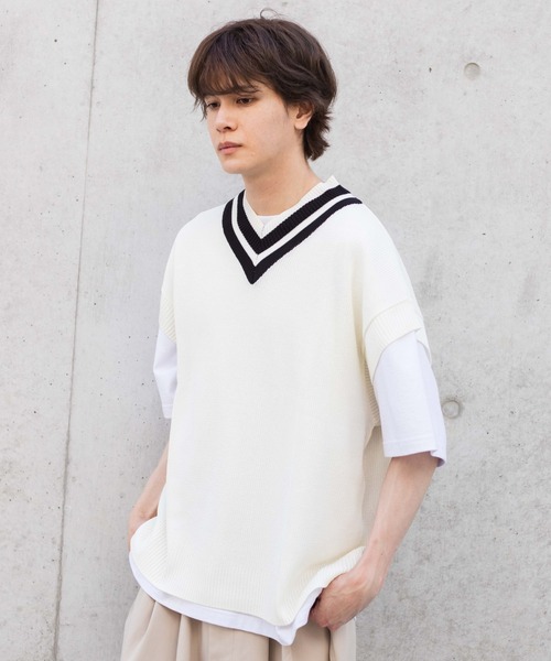 WEGO(ウィゴー)の「WEGO/リネンライクチルデンベスト(ベスト・メンズ・ブルー/ベージュ/ホワイト・LARGE/MEDIUM)」の6枚目の写真
