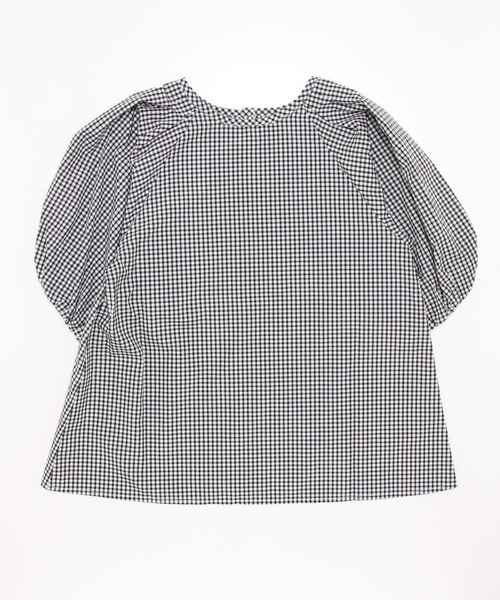 Samansa Mos2 blue（サマンサモスモスブルー）の「ギンガムタックブラウス（シャツ/ブラウス・レディース・オフホワイト/ネイビー/ブラック・ﾌﾘ-）」の4枚目の写真