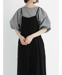 Samansa Mos2 blue | ギンガムタックブラウス(シャツ/ブラウス)