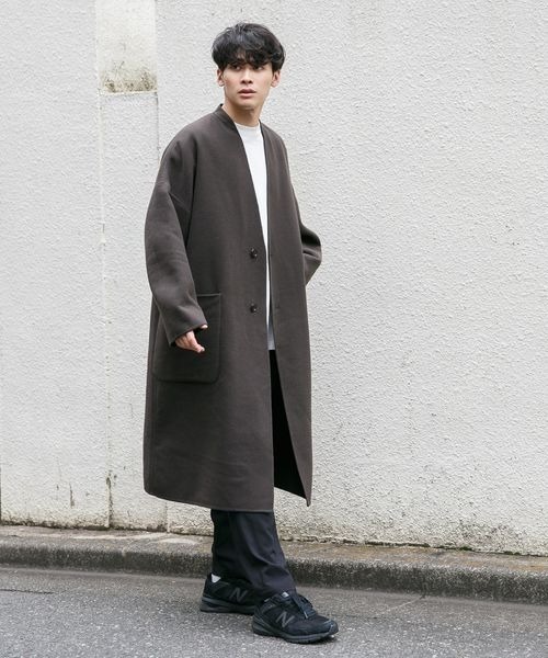 LOWRYS FARM（ローリーズファーム）の「メリノＷフェイスノーカラーコート　285287（ノーカラーコート・メンズ・チャコールグレー/グリーン・MEDIUM/LARGE）」の18枚目の写真