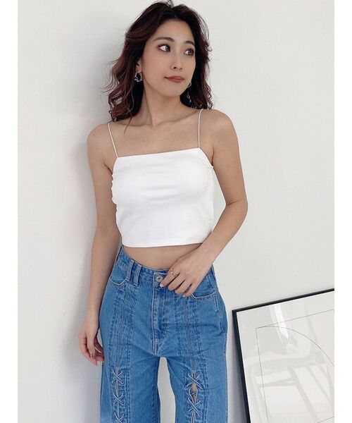 GYDA（ジェイダ）の「SIMPLEベアビスチェ（キャミソール・レディース・ブラック/オフホワイト・FREE）」の2枚目の写真