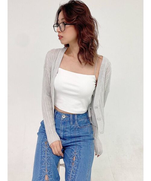 GYDA（ジェイダ）の「SIMPLEベアビスチェ（キャミソール・レディース・ブラック/オフホワイト・FREE）」の11枚目の写真