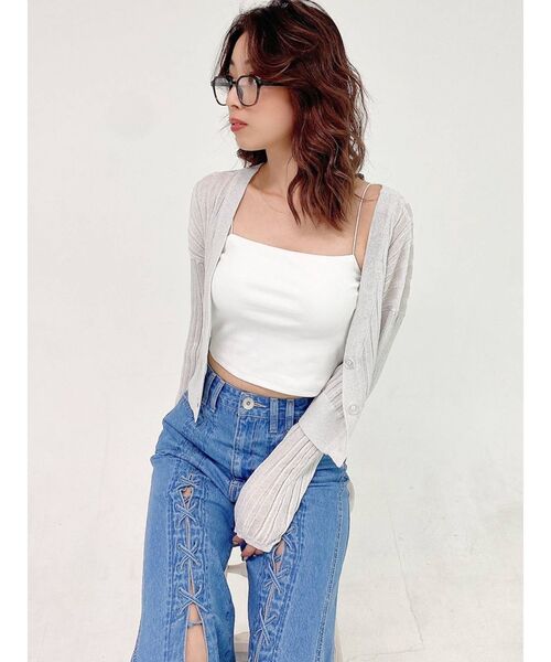 GYDA（ジェイダ）の「SIMPLEベアビスチェ（キャミソール・レディース・ブラック/オフホワイト・FREE）」の12枚目の写真