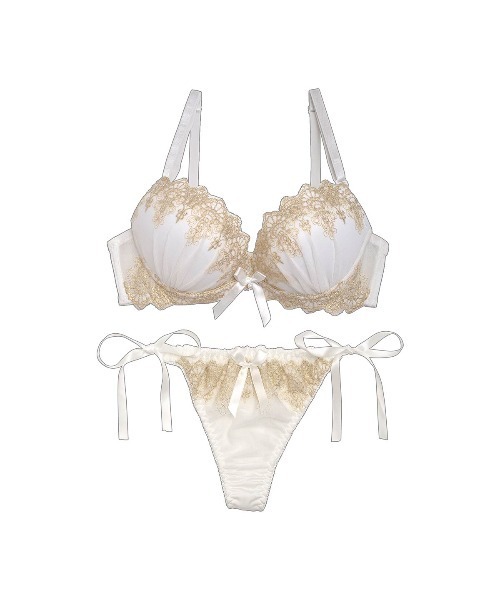 エレガント スカラップ レース ブラジャー & 紐パン Tバック ショーツ
