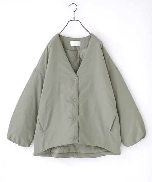 osharewalker(オシャレウォーカー)の「『ステッチレスノーカラー中綿ジャケット』(ブルゾン・レディース・ブラック/ライトカーキ/アイボリー・FREE)」の21枚目の写真