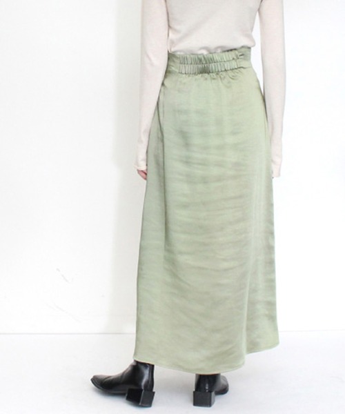 STYLEBLOCK（スタイルブロック）の「ヴィンテージサテンセミフレアスカート（スカート・レディース・ブラック/オリーブ/ライトベージュ/グレイッシュベージュ・M）」の9枚目の写真