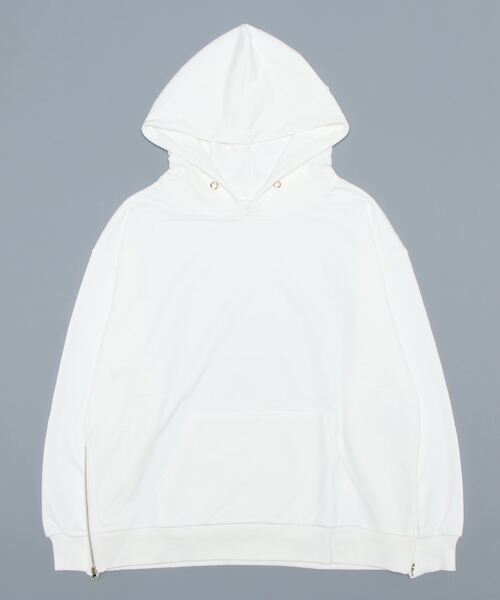 Doux archives（ドゥアルシーヴ）の「サイドジップパーカー（パーカー・レディース・チャコールグレー/オフホワイト・FREE）」の12枚目の写真