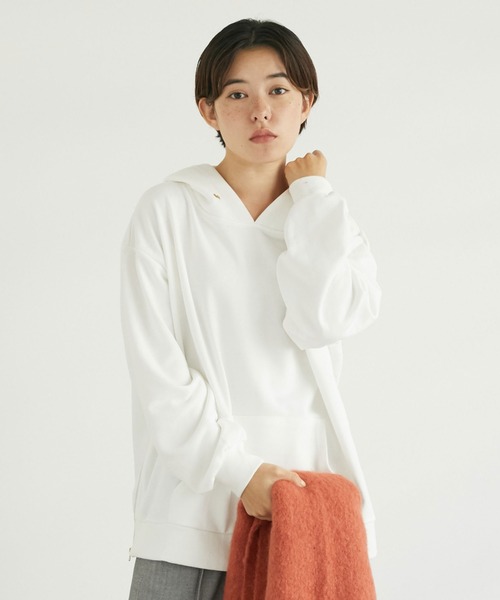 Doux archives（ドゥアルシーヴ）の「サイドジップパーカー（パーカー・レディース・チャコールグレー/オフホワイト・FREE）」の15枚目の写真